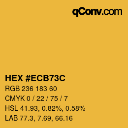 颜色代码: HEX #ECB73C | qconv.com