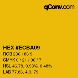 Color code: HEX #ECBA09 | qconv.com