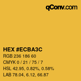 Color code: HEX #ECBA3C | qconv.com