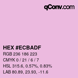 Color code: HEX #ECBADF | qconv.com