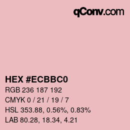 Color code: HEX #ECBBC0 | qconv.com