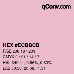 颜色代码: HEX #ECBBCB | qconv.com