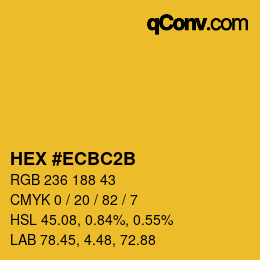 Color code: HEX #ECBC2B | qconv.com