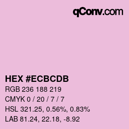 颜色代码: HEX #ECBCDB | qconv.com