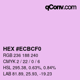颜色代码: HEX #ECBCF0 | qconv.com