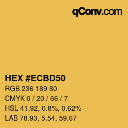 Color code: HEX #ECBD50 | qconv.com