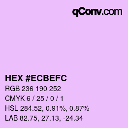 カラーコード: HEX #ECBEFC | qconv.com