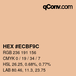 Color code: HEX #ECBF9C | qconv.com