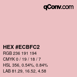 カラーコード: HEX #ECBFC2 | qconv.com