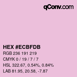 Color code: HEX #ECBFDB | qconv.com