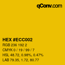 Color code: HEX #ECC002 | qconv.com