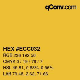 颜色代码: HEX #ECC032 | qconv.com