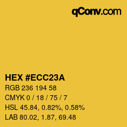 Color code: HEX #ECC23A | qconv.com