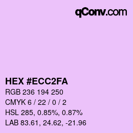颜色代码: HEX #ECC2FA | qconv.com