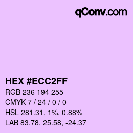 颜色代码: HEX #ECC2FF | qconv.com