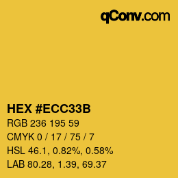 Color code: HEX #ECC33B | qconv.com
