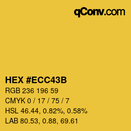 Color code: HEX #ECC43B | qconv.com