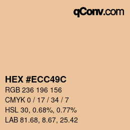 Color code: HEX #ECC49C | qconv.com