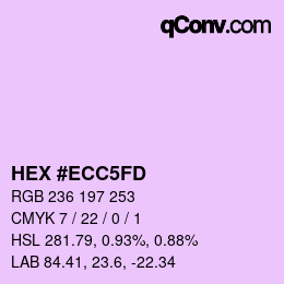 颜色代码: HEX #ECC5FD | qconv.com