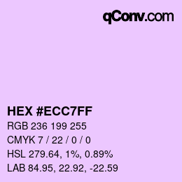 Color code: HEX #ECC7FF | qconv.com