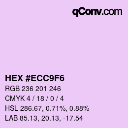 颜色代码: HEX #ECC9F6 | qconv.com