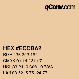 颜色代码: HEX #ECCBA2 | qconv.com