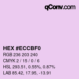 Color code: HEX #ECCBF0 | qconv.com