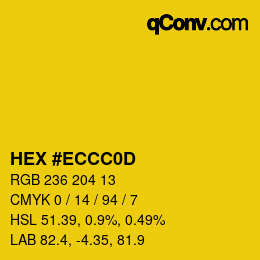 カラーコード: HEX #ECCC0D | qconv.com