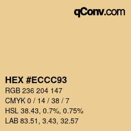 颜色代码: HEX #ECCC93 | qconv.com