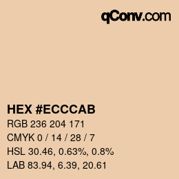 Color code: HEX #ECCCAB | qconv.com