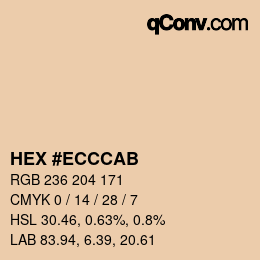 カラーコード: HEX #ECCCAB | qconv.com