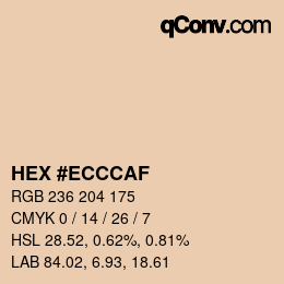 Color code: HEX #ECCCAF | qconv.com