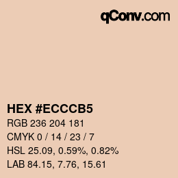 Farbcode: HEX #ECCCB5 | qconv.com