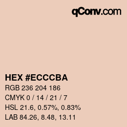 Color code: HEX #ECCCBA | qconv.com