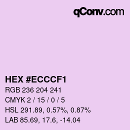 カラーコード: HEX #ECCCF1 | qconv.com
