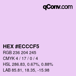 カラーコード: HEX #ECCCF5 | qconv.com