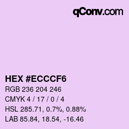 カラーコード: HEX #ECCCF6 | qconv.com