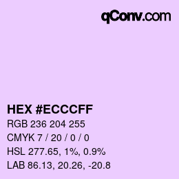 Color code: HEX #ECCCFF | qconv.com