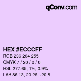 カラーコード: HEX #ECCCFF | qconv.com