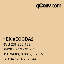 カラーコード: HEX #ECCDA2 | qconv.com