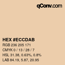 Color code: HEX #ECCDAB | qconv.com