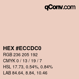 颜色代码: HEX #ECCDC0 | qconv.com