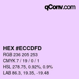 Color code: HEX #ECCDFD | qconv.com