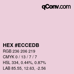 Color code: HEX #ECCEDB | qconv.com