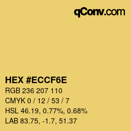 Color code: HEX #ECCF6E | qconv.com
