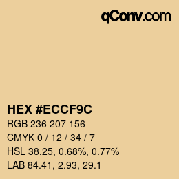 Color code: HEX #ECCF9C | qconv.com