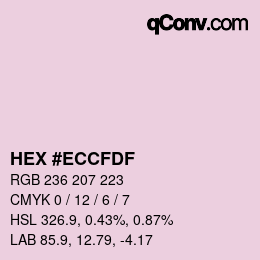 Color code: HEX #ECCFDF | qconv.com