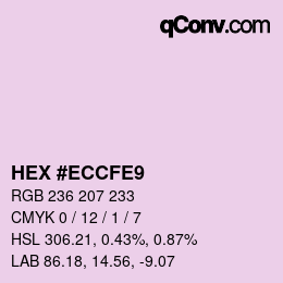 Color code: HEX #ECCFE9 | qconv.com