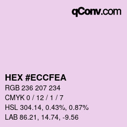 Color code: HEX #ECCFEA | qconv.com