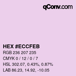 Color code: HEX #ECCFEB | qconv.com